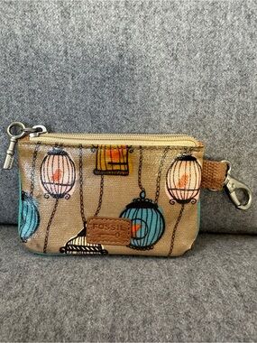 Fossil key-per novelty bird birdcage colorful coasted canvas key and card holder